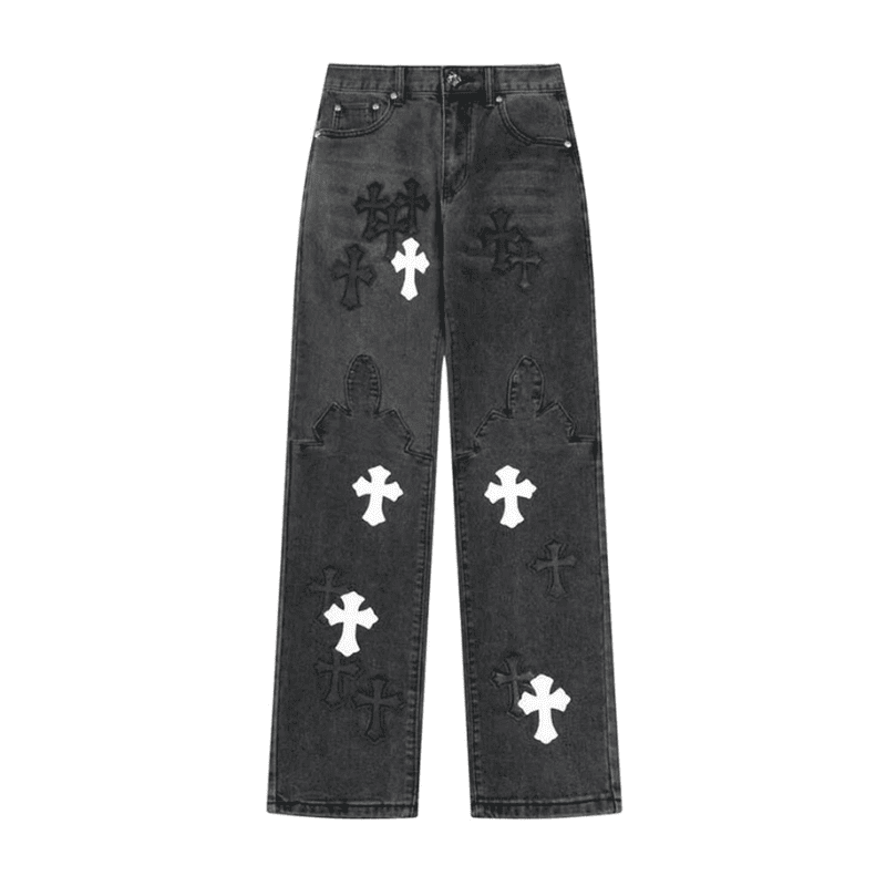 Calça Chrome Hearts Jeans Cross Patches Black
