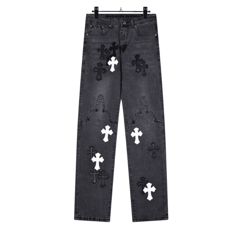 Calça Chrome Hearts Jeans Cross Patches Black