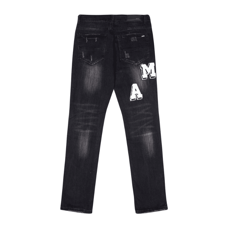Calça Amiri Distressed Varsity Logo Jeans