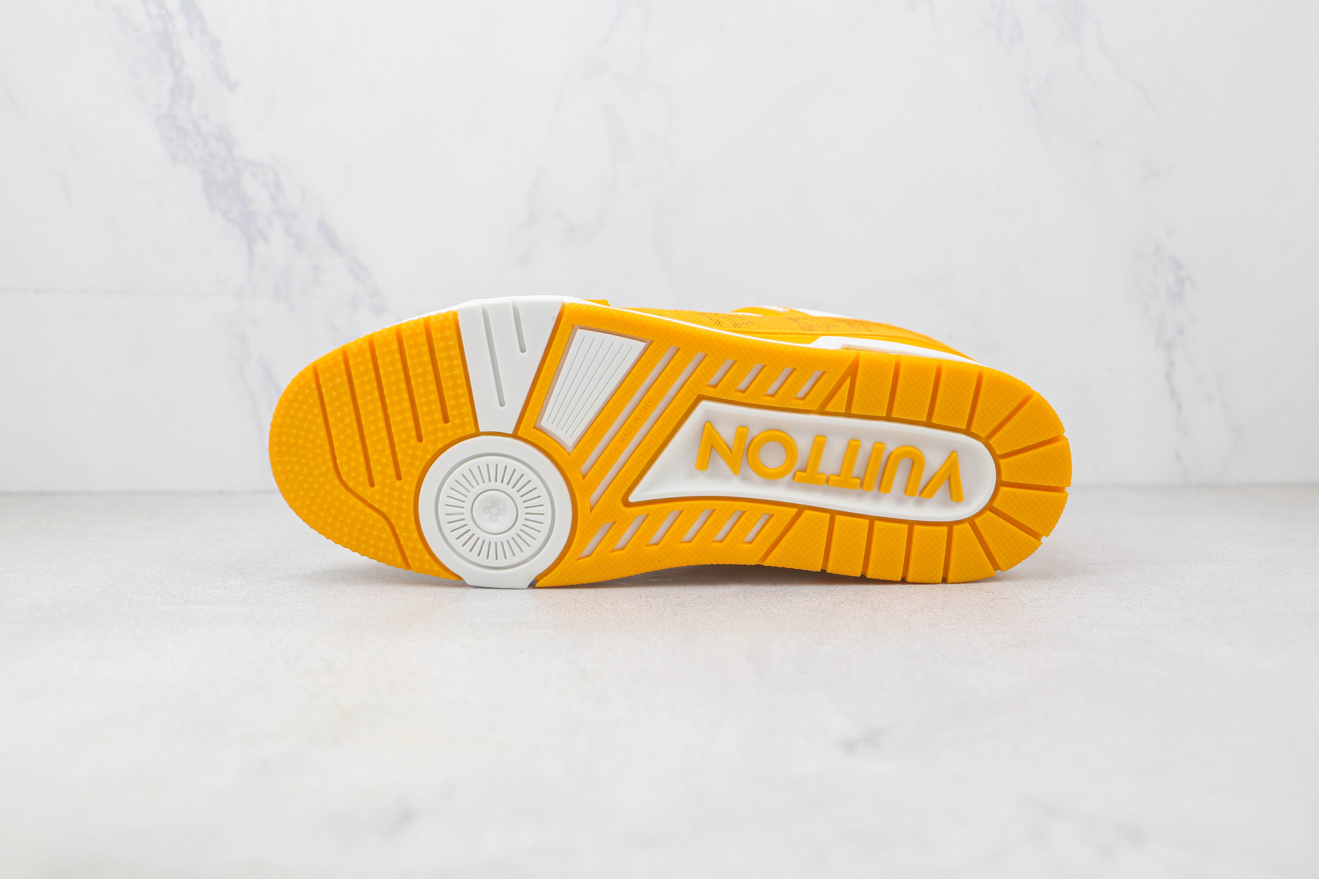 Louis Vuitton Trainer Yellow Monogram Denim White