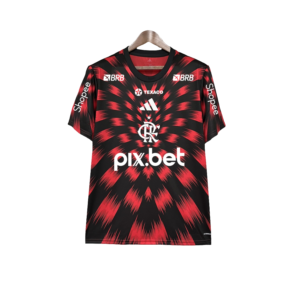 Camisa Flamengo 25/26 Pré-Jogo - Todos os Patrocínios - Versão Torcedor