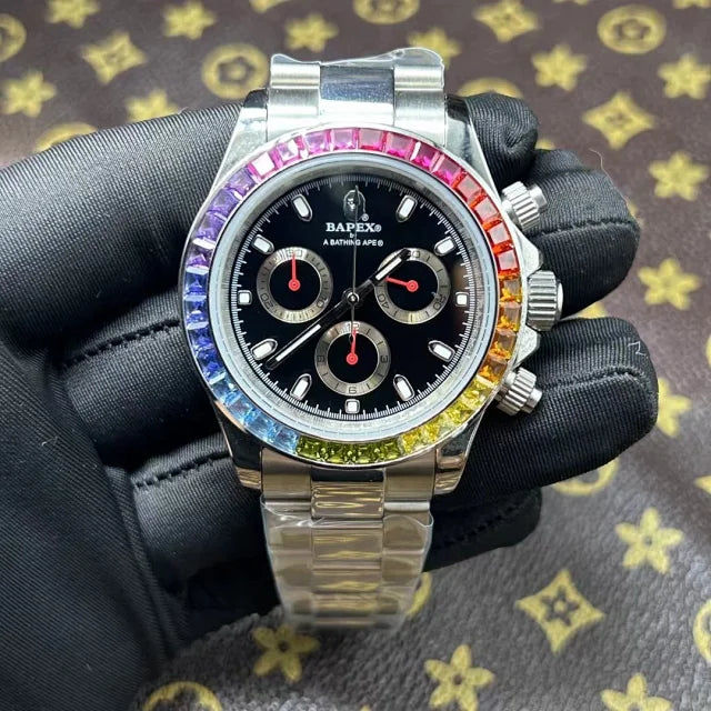 Relógio A Bathing Ape Bapex Type 4 Crystal Stone Prata