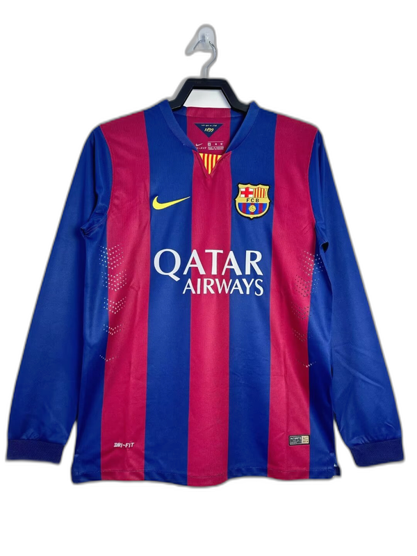Camisa Barcelona 14/15 I Home Manga Longa - Versão Retrô