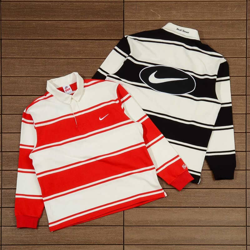 Camisa Supreme x Nike Stripe Rugby Vermelha/Branca
