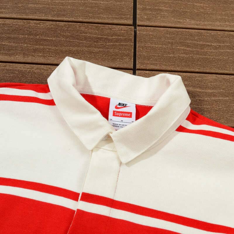 Camisa Supreme x Nike Stripe Rugby Vermelha/Branca