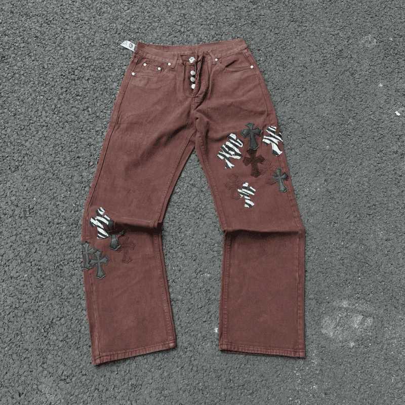 Calça Jeans Chrome Hearts Patches Cross Bown