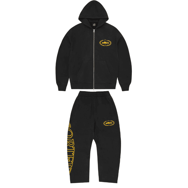 Conjunto Corteiz Superior Royale Preto/Amarelo