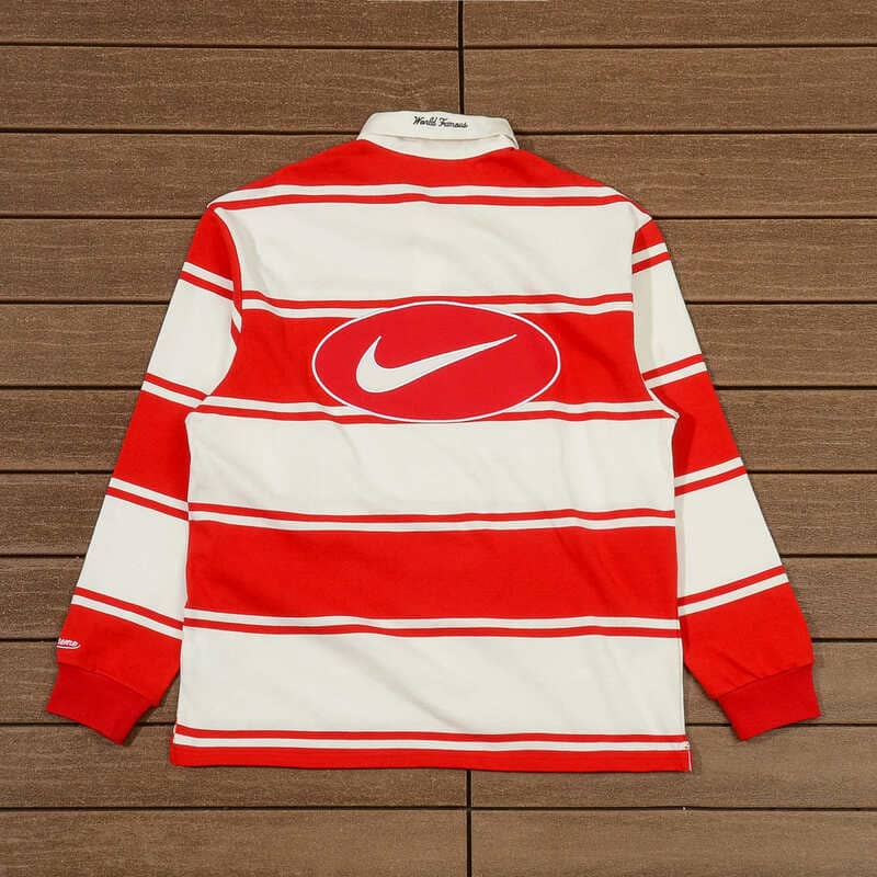Camisa Supreme x Nike Stripe Rugby Vermelha/Branca