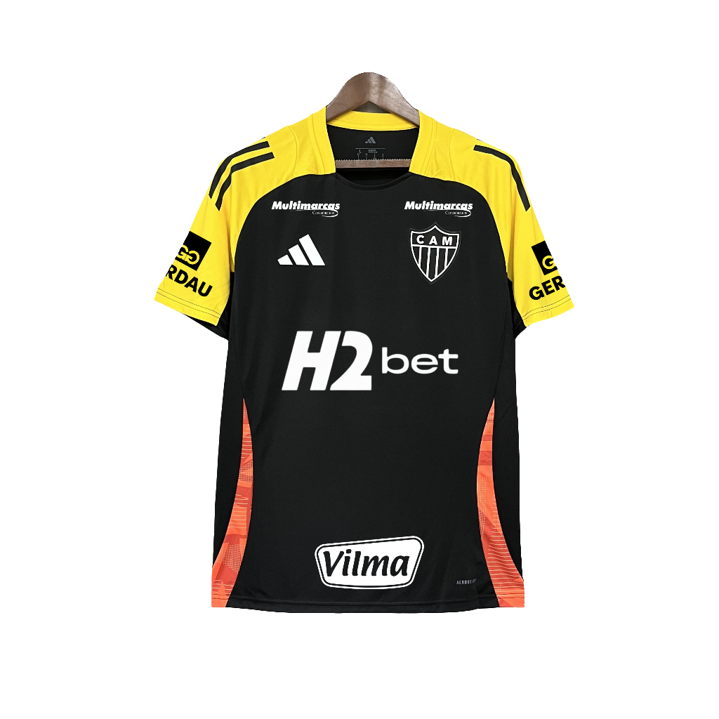 Camisa Atlético Mineiro 25/26 Treino - Todos os Patrocínios - Preto - Versão Torcedor