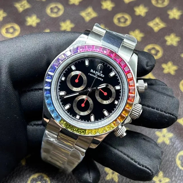 Relógio A Bathing Ape Bapex Type 4 Crystal Stone Prata