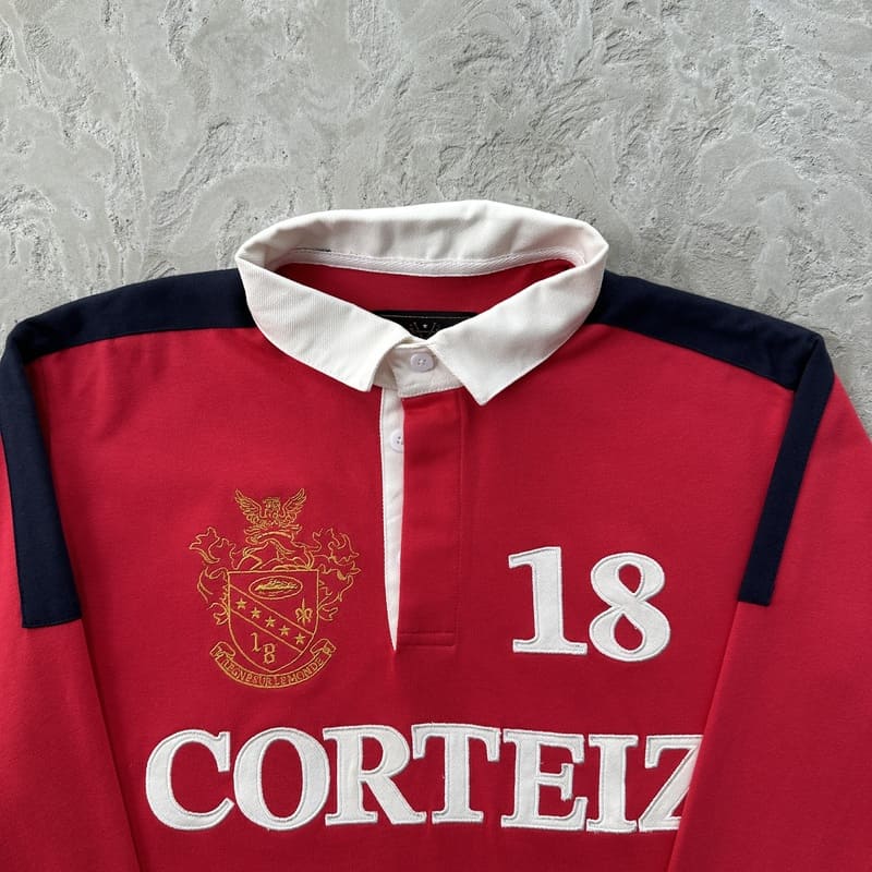 Camisa Corteiz Paneled Rugby Polo Vermelha